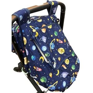 Pea Pod Baby Infant Car Seat Cover Space Planets Rockets Planets Stars Navy Blue